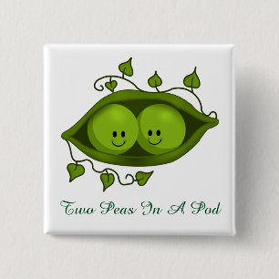 Cute Two Peas In A Pod 2 Inch Square Button
