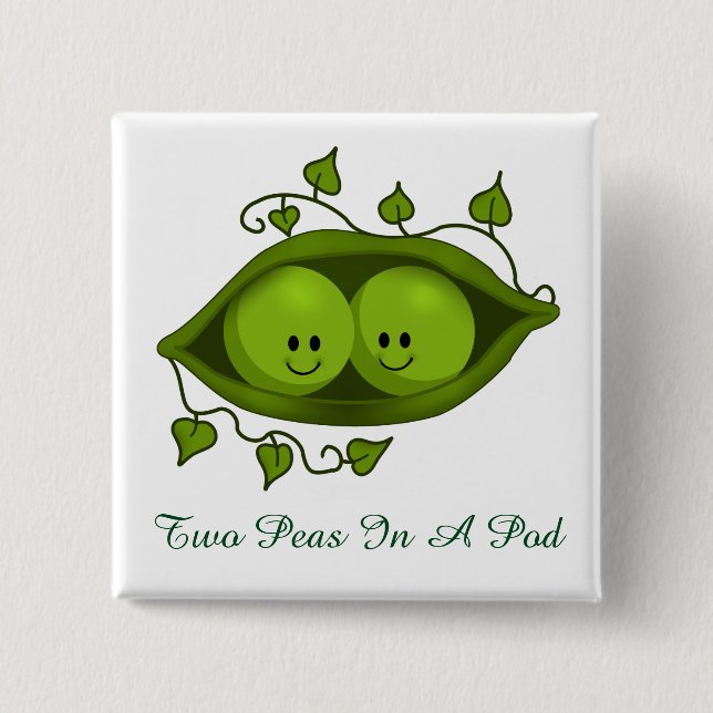 Cute Two Peas In A Pod 2 Inch Square Button (Front)