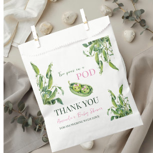 Cute Two Peas in A Pod Girl Pink Twins Baby Shower Favour Bag