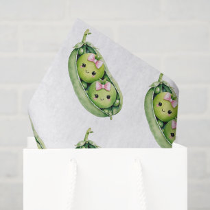 Cute Two Peas in A Pod Girl Pink Twins Baby Shower Tissue Paper