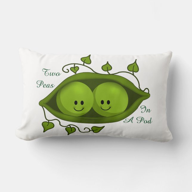 Cute Two Peas In A Pod Lumbar Pillow (Front)