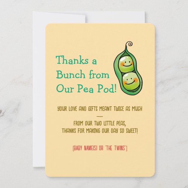 Cute Two Peas Twin Baby Thank You Card (Front)