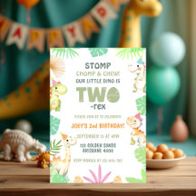 Cute Two Rex Dinosaur 2nd Birthday Party for Kids 