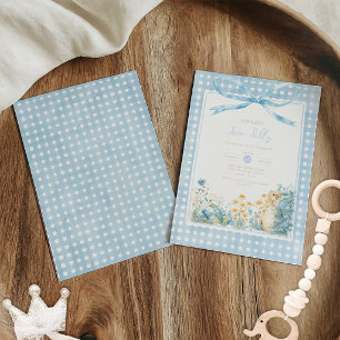 Cute Two Silly Goose Blue Flower Boy 2nd Birthday Invitation