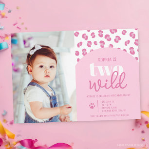 Cute Two Wild Girl 2nd Birthday Invitation