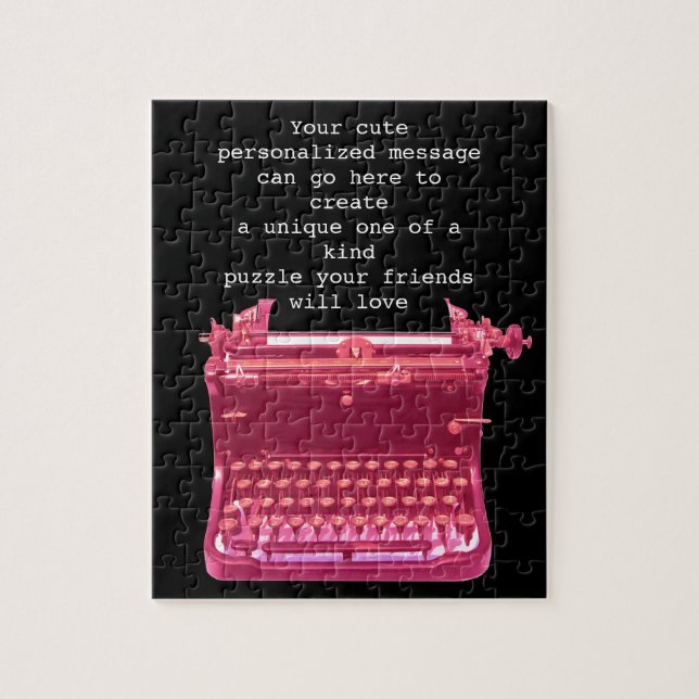 Cute Typewriter Personalized Jigsaw Puzzle (Vertical)