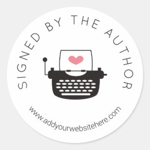 Cute Typewriter Signed by the Author Classic Round Sticker