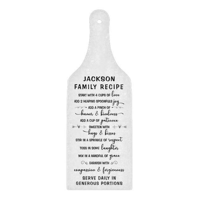 Cute Typography Family Recipe Cutting Board (Front)