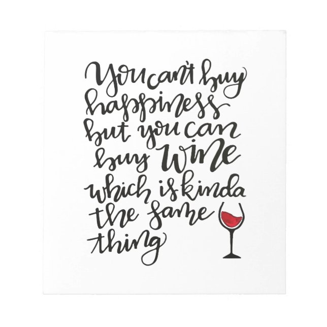 Cute Typography Wine Humour Notepad (Front)