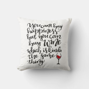 Cute Typography Wine Humour Throw Pillow