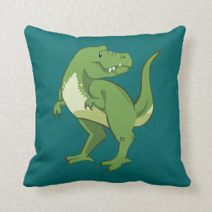Cute Tyrannosaurus Rex Cartoon Throw Pillow