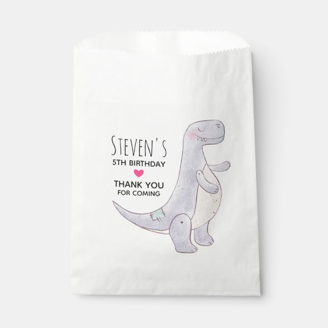 Cute Tyrannosaurus Rex Dinosaur Toy Birthday Favour Bag (Front)