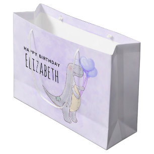 Cute Tyrannosaurus Rex Dinosaur Toy with Balloons Large Gift Bag