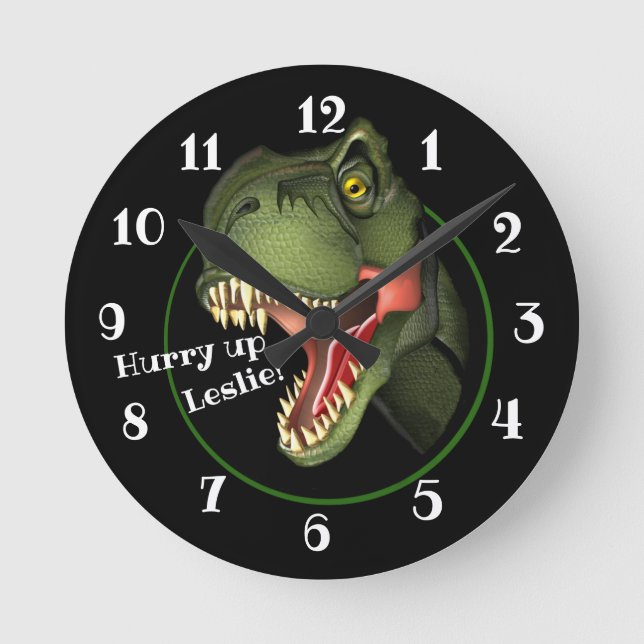 Cute Tyrannosaurus Rex Round Clock (Front)