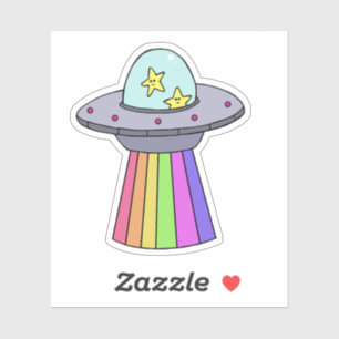 Cute UFO Rainbow Sticker