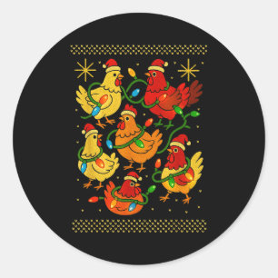 Cute Ugly Christmas Chickens Hen Shirt Funny Xmas Classic Round Sticker