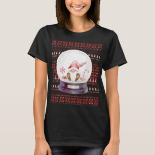 Cute Ugly Christmas Santa Gnome in a Snow Globe T-Shirt