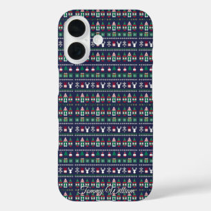 cute ugly christmas sweater pattern iPhone 16 case