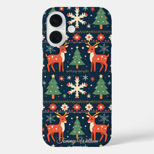 Cute Ugly Christmas Sweater Pattern iPhone 16 Case