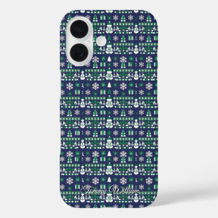 cute ugly christmas sweater pattern iPhone 16 case