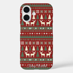 Cute Ugly Christmas Sweater Pattern iPhone 16 Case