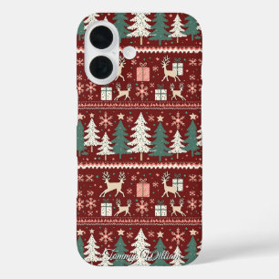 cute ugly christmas sweater pattern iPhone 16 case