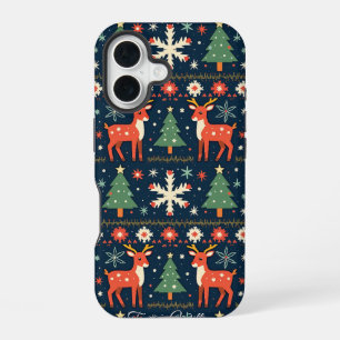 Cute Ugly Christmas Sweater Pattern iPhone 16 Case