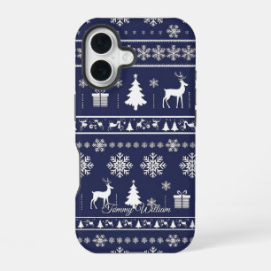 cute ugly christmas sweater pattern iPhone 16 case