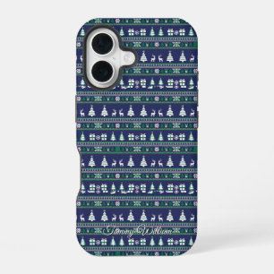 cute ugly christmas sweater pattern iPhone 16 case