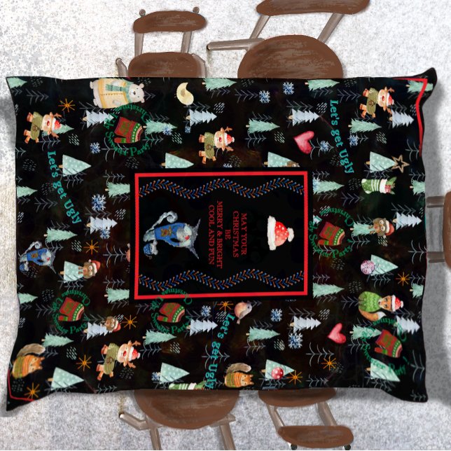 Cute Ugly Sweater Christmas Party Nordic Animals Tablecloth (Cute Ugly Sweater Christmas Party Nordic Animals Tablecloth)