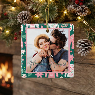 Cute Ugly Sweater First Christmas Married Ceramic Ornament
