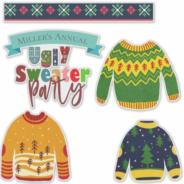 Cute Ugly Sweater Merry Christmas Custom-Cut Vinyl (Front)