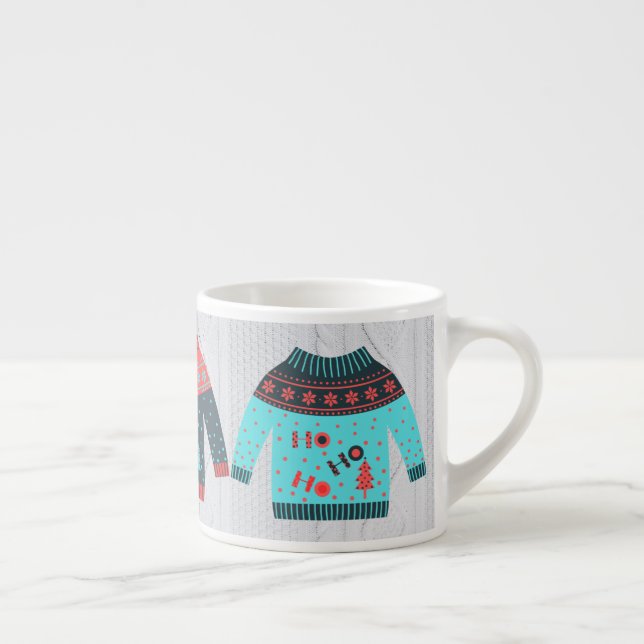 Cute Ugly Sweater Multicolor Cozy Knit Christmas Espresso Cup (Right)