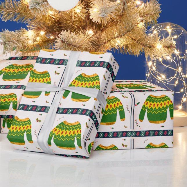 Cute Ugly Sweater Pattern Christmas Gift  Wrapping Paper (Holidays)