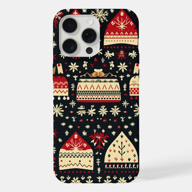Cute Ugly Sweater Pattern Christmas iPhone Case (Back)