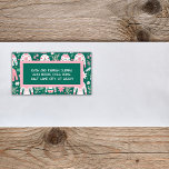 Cute Ugly Sweater pink and green Christmas   Label<br><div class="desc">The Ugly Sweater Christmas 1st Year Married mailing label has a bold yet stylish vibe, blending a retro and botanical theme with a pastel pink and forest green colour scheme. The background is a rich, deep forest green, which creates a striking contrast for the lighter, more playful elements on top....</div>