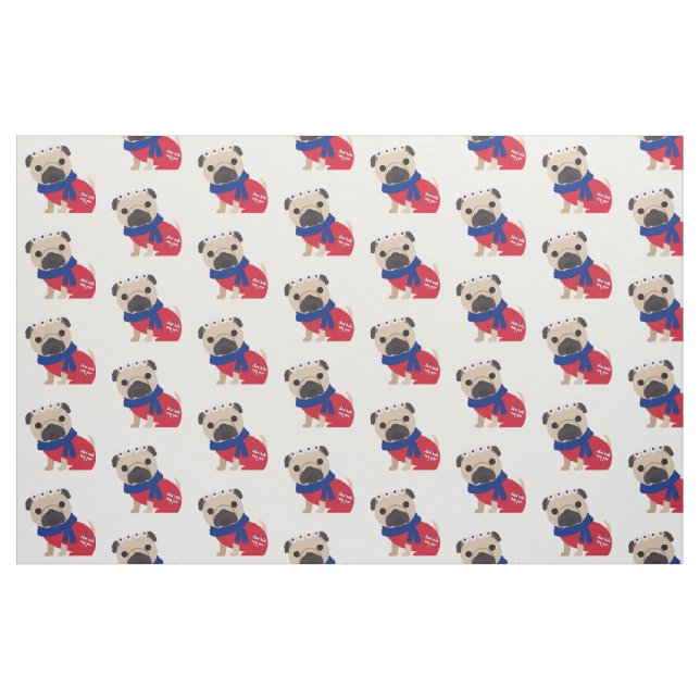 Cute UK Pugs Fabric (Fat Quarter)