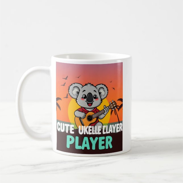 Cute Ukulele Player Koala T-Shirt Coffee Mug (Left)