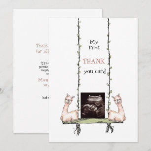 Cute Ultrasound Thanks Llamas Swinging  Thank You Card
