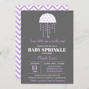 Cute Umbrella Lavender Sprinkle or Baby Shower Invitation