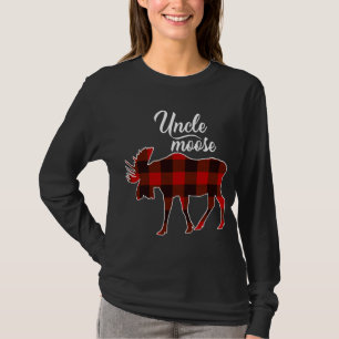 Cute Uncle Moose- Red Plaid Christmas Matching Paj T-Shirt