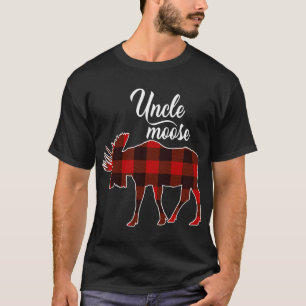 Cute Uncle Moose- Red Plaid Christmas Matching Paj T-Shirt