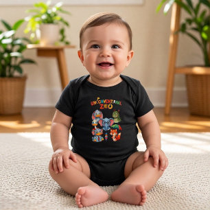 Cute Unconventional Zoo Whimsical Animals Baby Bodysuit