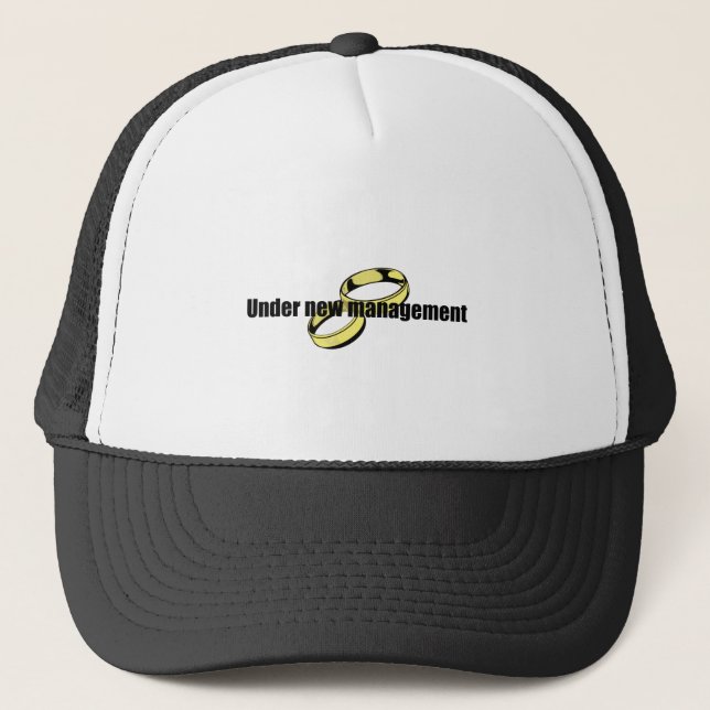 Cute "Under New Management" Wedding design Trucker Hat (Front)