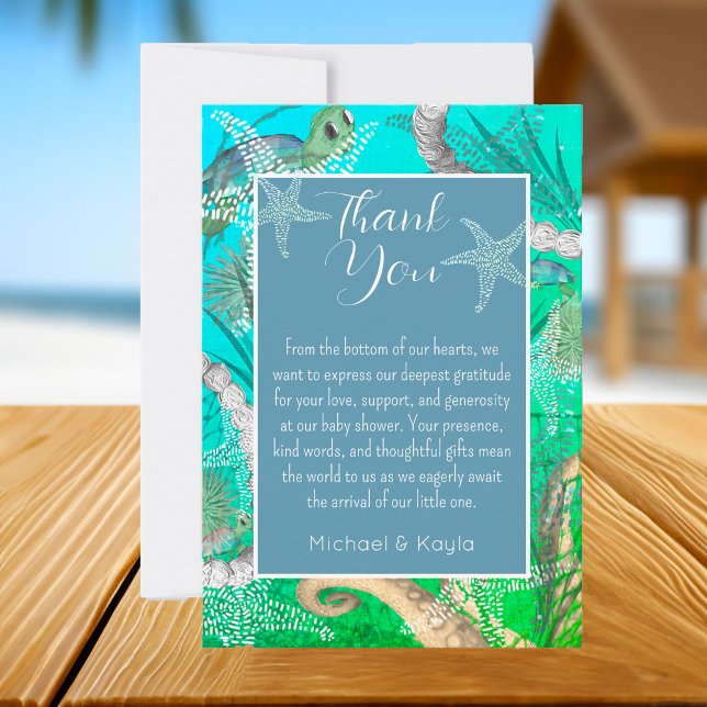 Cute Under the Sea Baby Shower Flat Thank You Card (Cute Under the Sea Baby Shower Thank You Card)