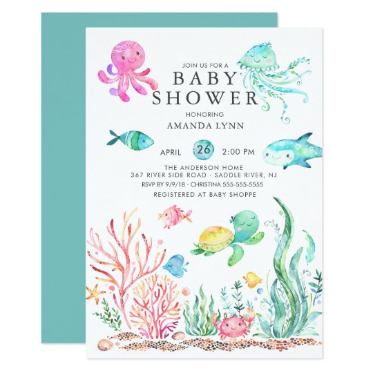 cute under the sea baby shower invitation