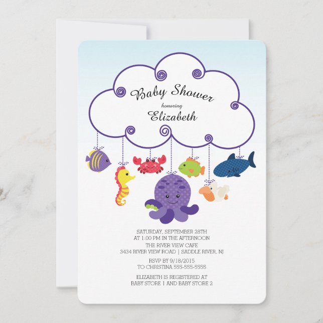 Cute Under the Sea Baby Shower Invitations (Front)