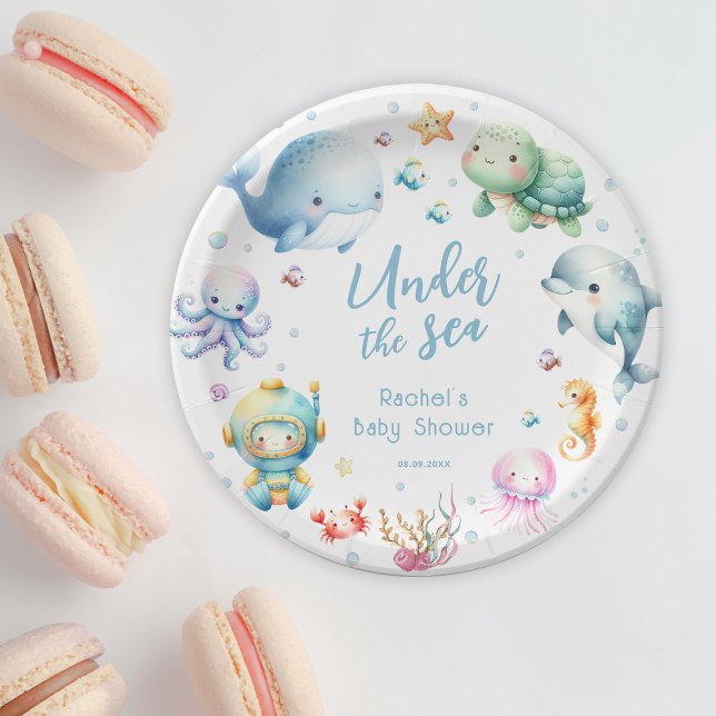 Cute Under the Sea Baby Shower Paper Plate (Creator Uploaded)