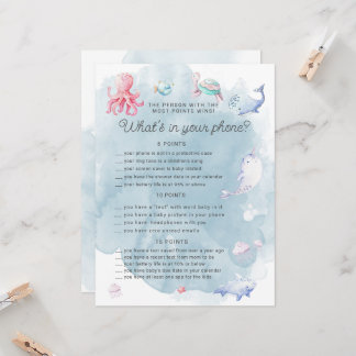 Cute Under the Sea Baby Shower Phone Game Card
