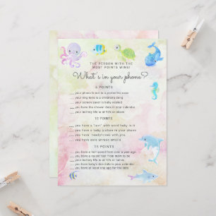 Cute Under the Sea Baby Shower Phone Game Card